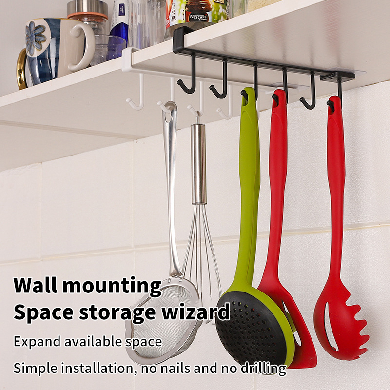Home Edit Bathroom Storage - 6 Hooks Storage Shelf Plastic Hanging