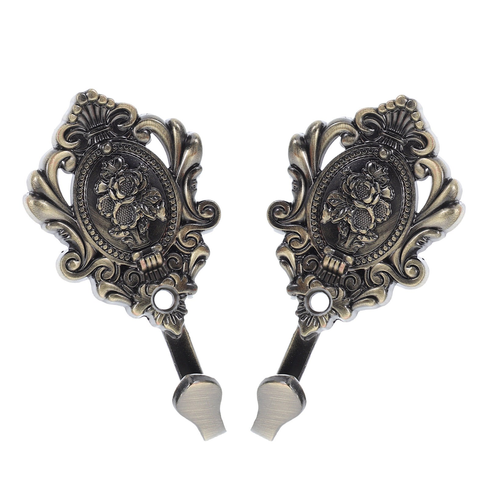 Home Bathroom Organizer - 2Pcs Black Vintage Metal Embossed Wall