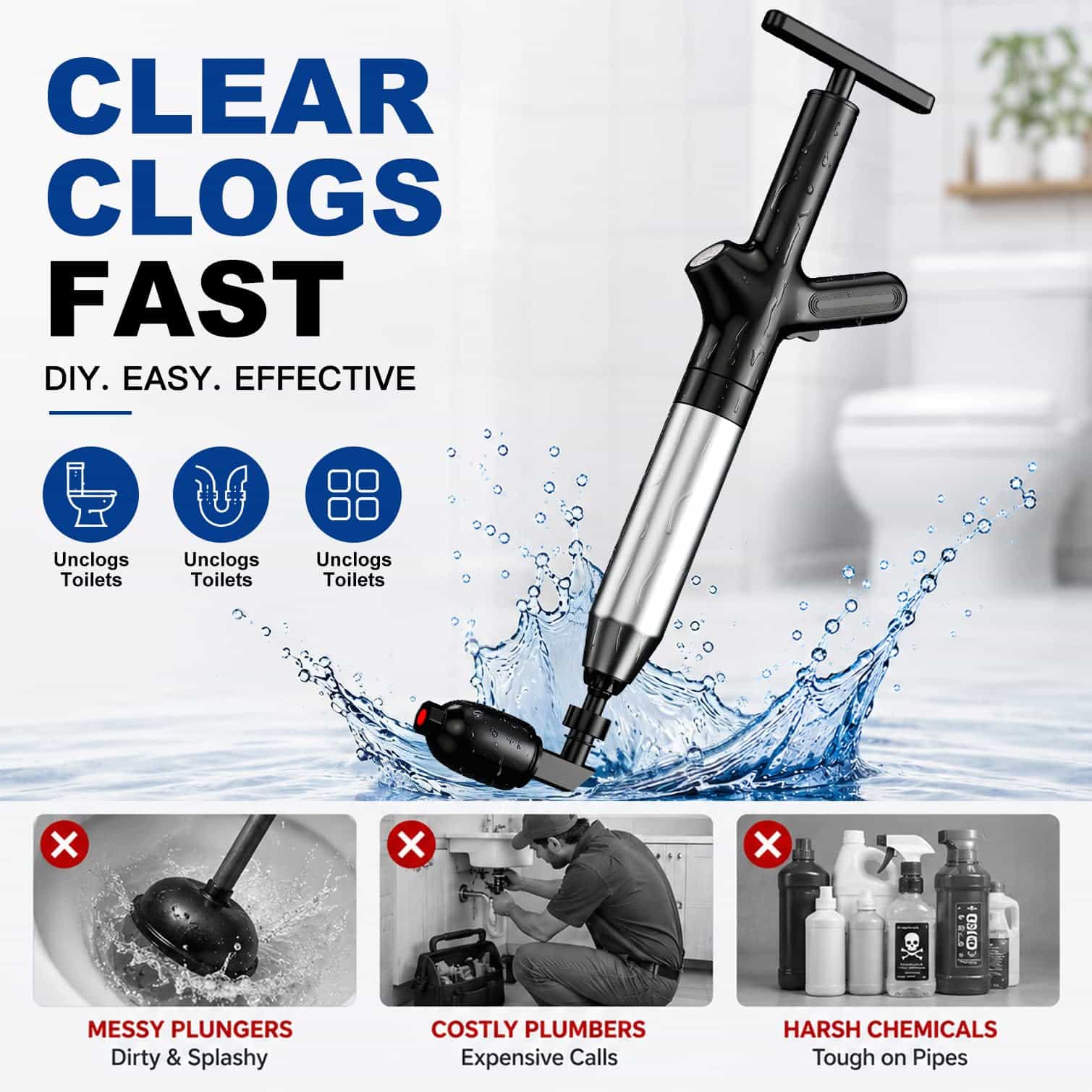 Toilet Plunge Blaster, High Pr - Plunger Toilet review and price