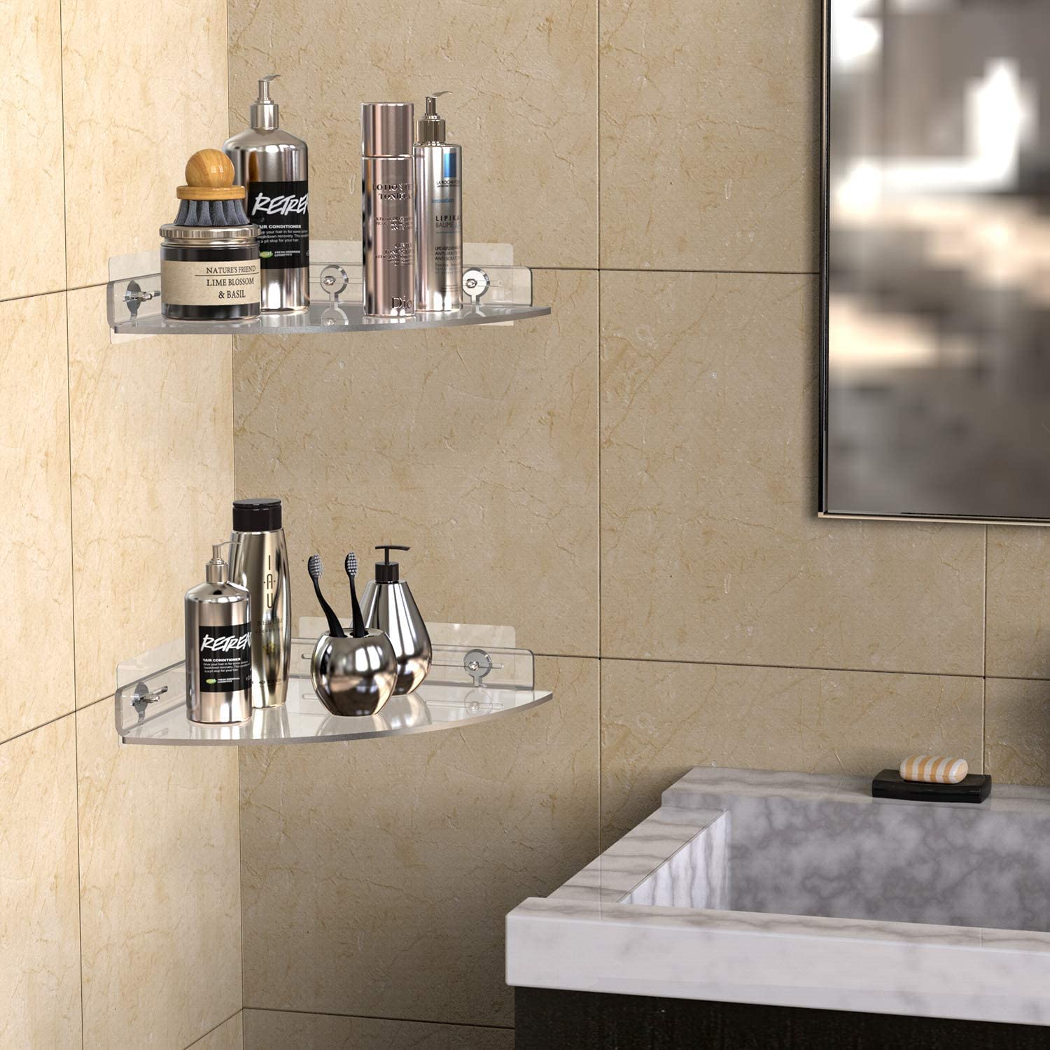 6 Color Corner Transparent Acr - Home Edit Bathroom Storage review and price
